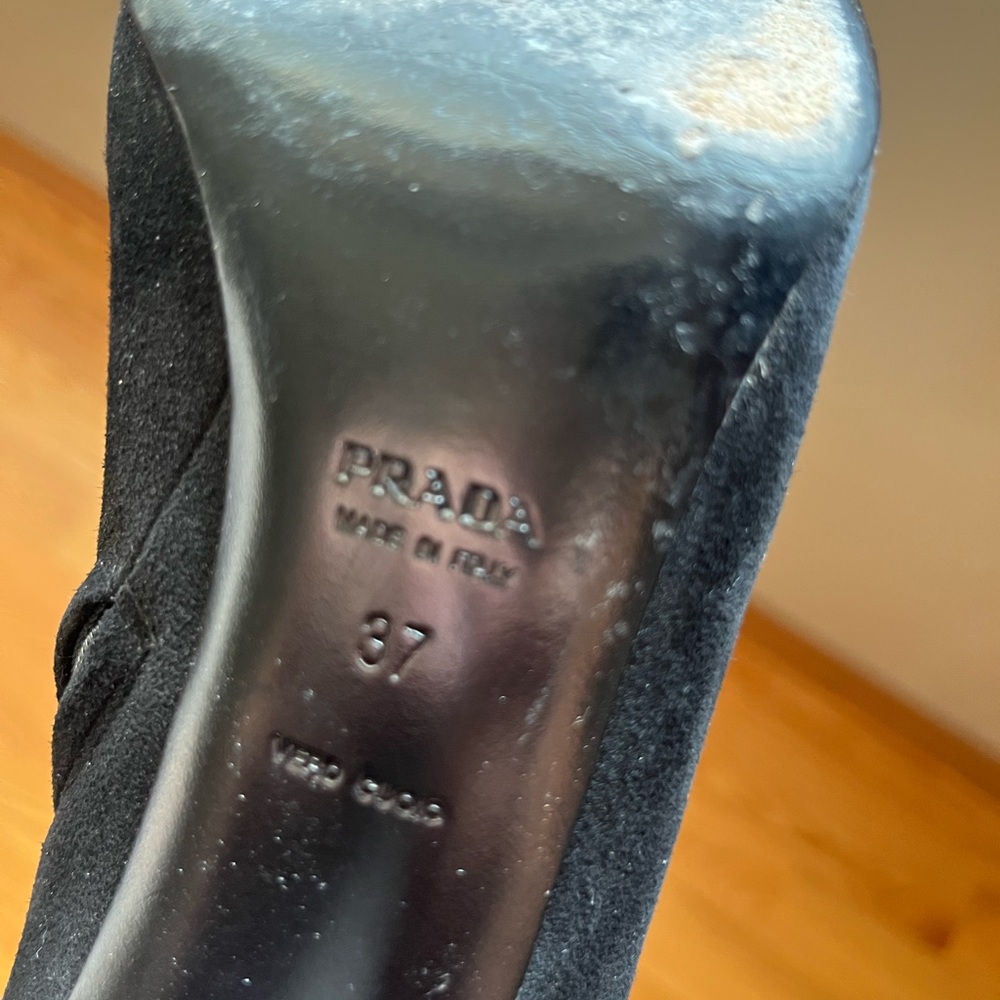 Prada Black Suede Knee-High Stiletto Boots - Picture 5 of 5
